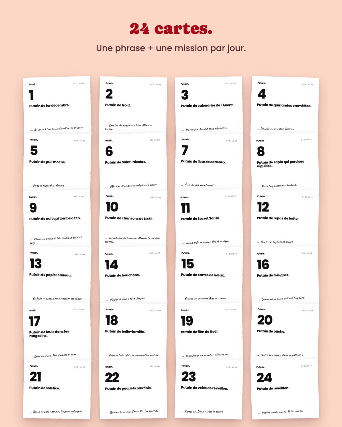 Calendrier de l'Avent Putain à imprimer – visuel 2