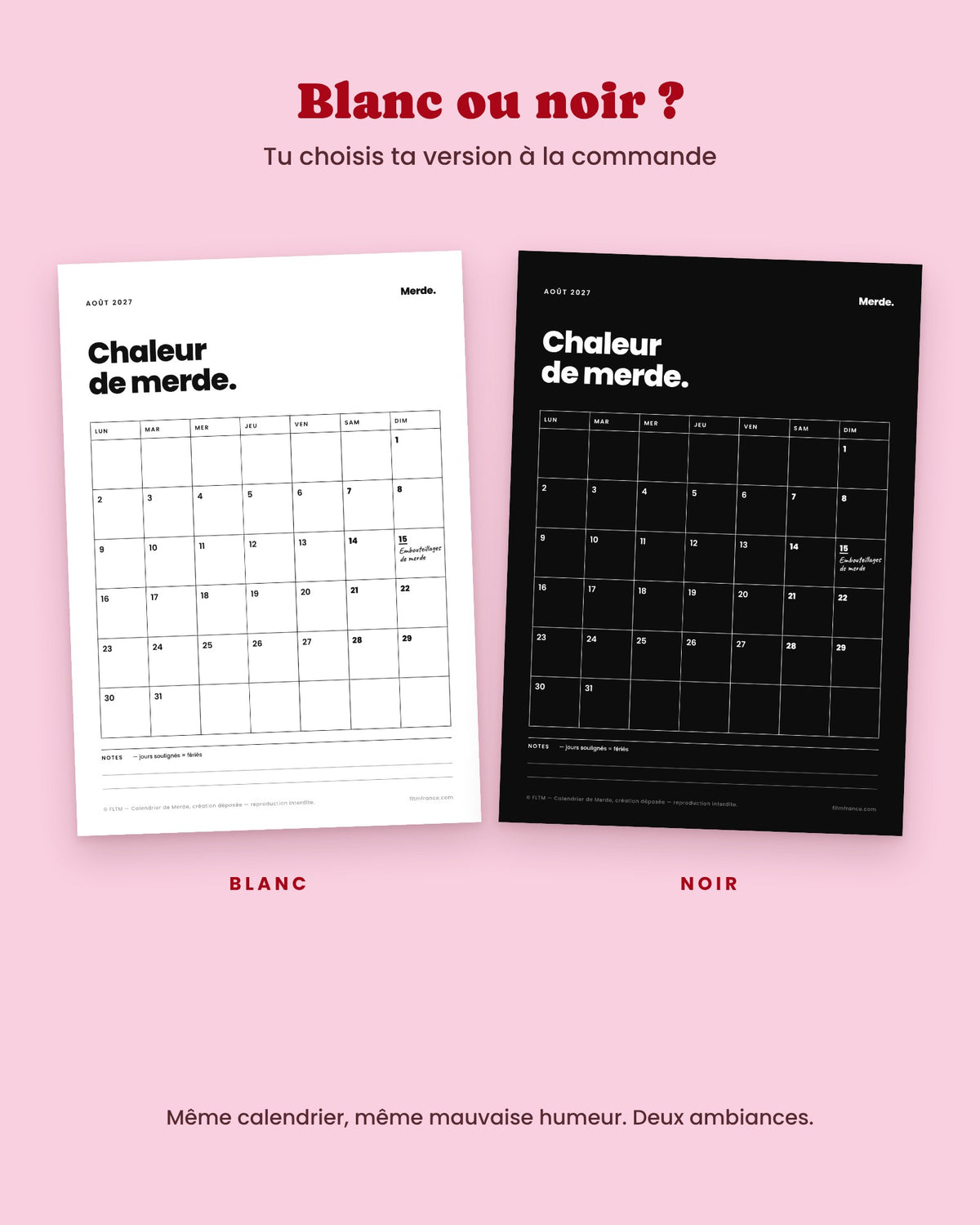 Calendrier de Merde 2027 mensuel à imprimer – visuel 2