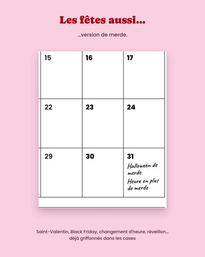 Calendrier de Merde 2027 mensuel à imprimer – visuel 4