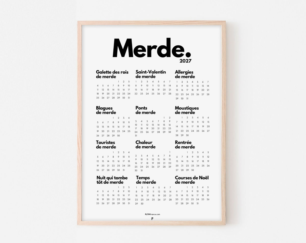 Calendrier de Merde 2027 officiel à imprimer – FLTM