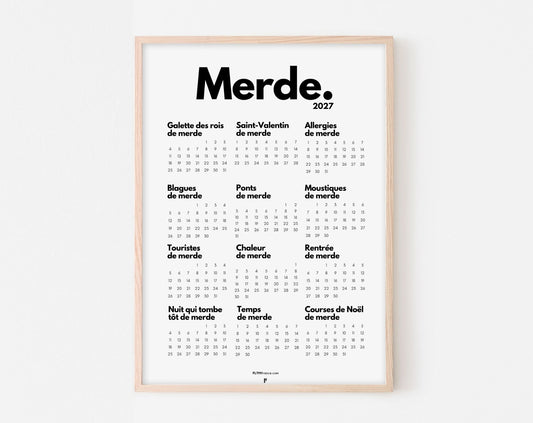 Calendrier de Merde 2027 officiel à imprimer – FLTM
