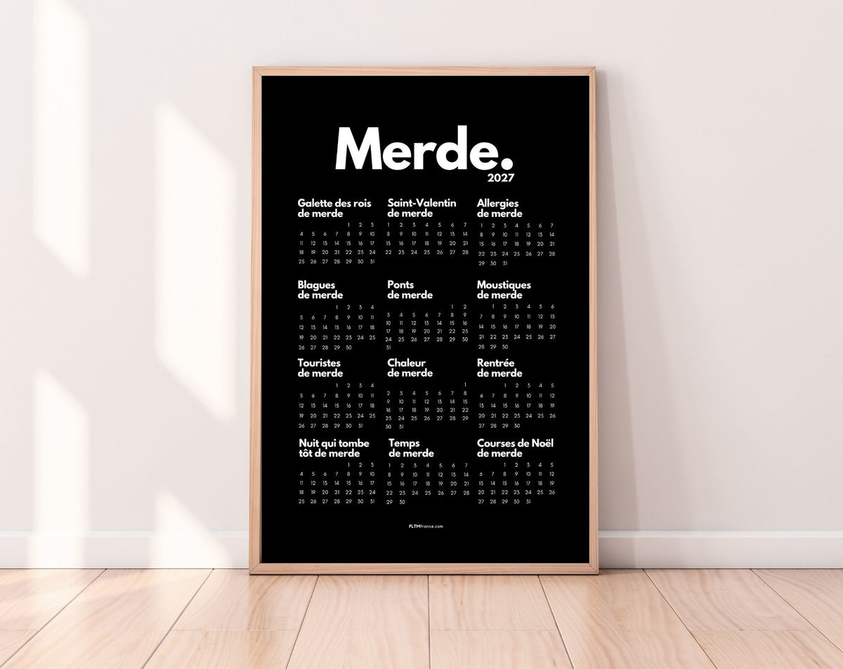 Calendrier de Merde 2027 officiel à imprimer fond noir – FLTM