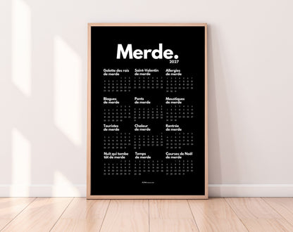 Calendrier de Merde 2027 officiel à imprimer fond noir – FLTM