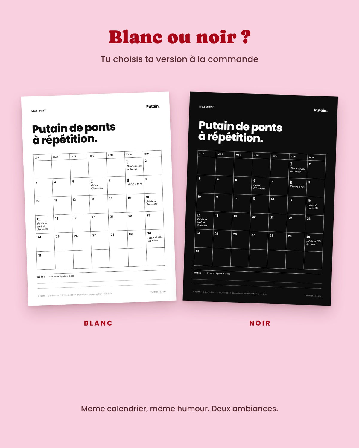 Calendrier Putain 2027 mensuel à imprimer – visuel 2