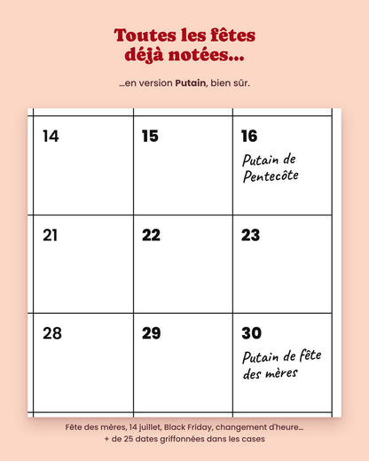 Calendrier Putain 2027 mensuel à imprimer – visuel 3