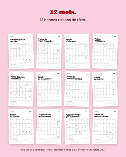 Calendrier Putain 2027 mensuel à imprimer – visuel 4