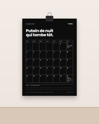 Calendrier Putain 2027 mensuel à imprimer – visuel 5