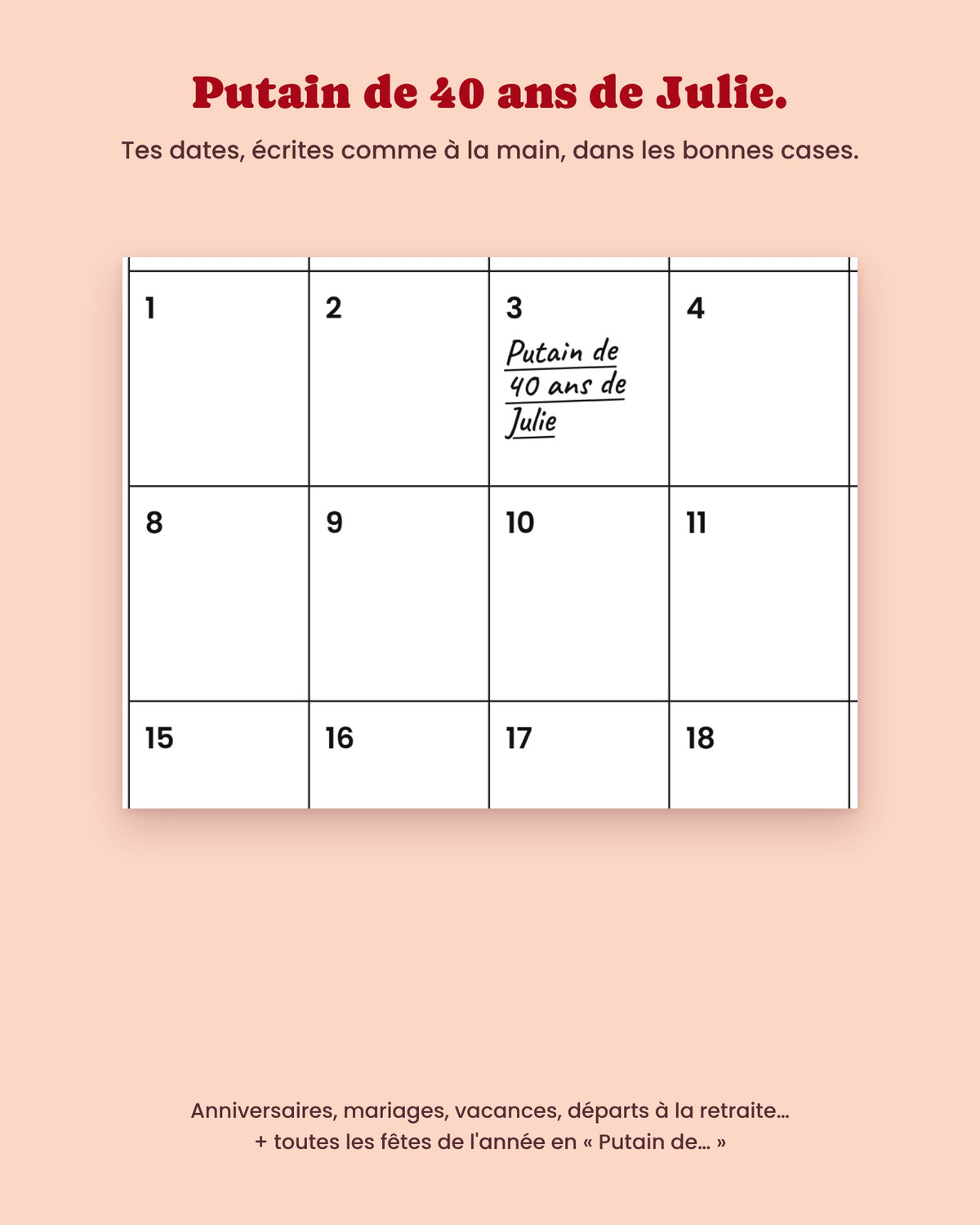 Calendrier Putain 2027 mensuel personnalisable sur Canva – visuel 2