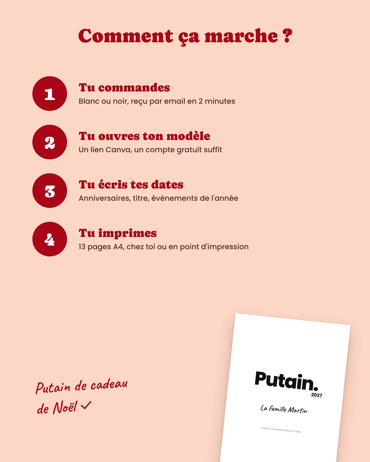 Calendrier Putain 2027 mensuel personnalisable sur Canva – visuel 4