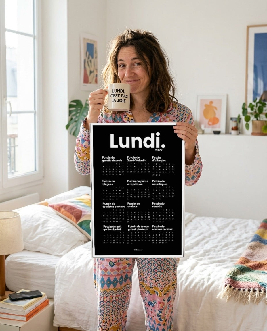 Calendrier personnalisé 2027 « Lundi. », humour du quotidien