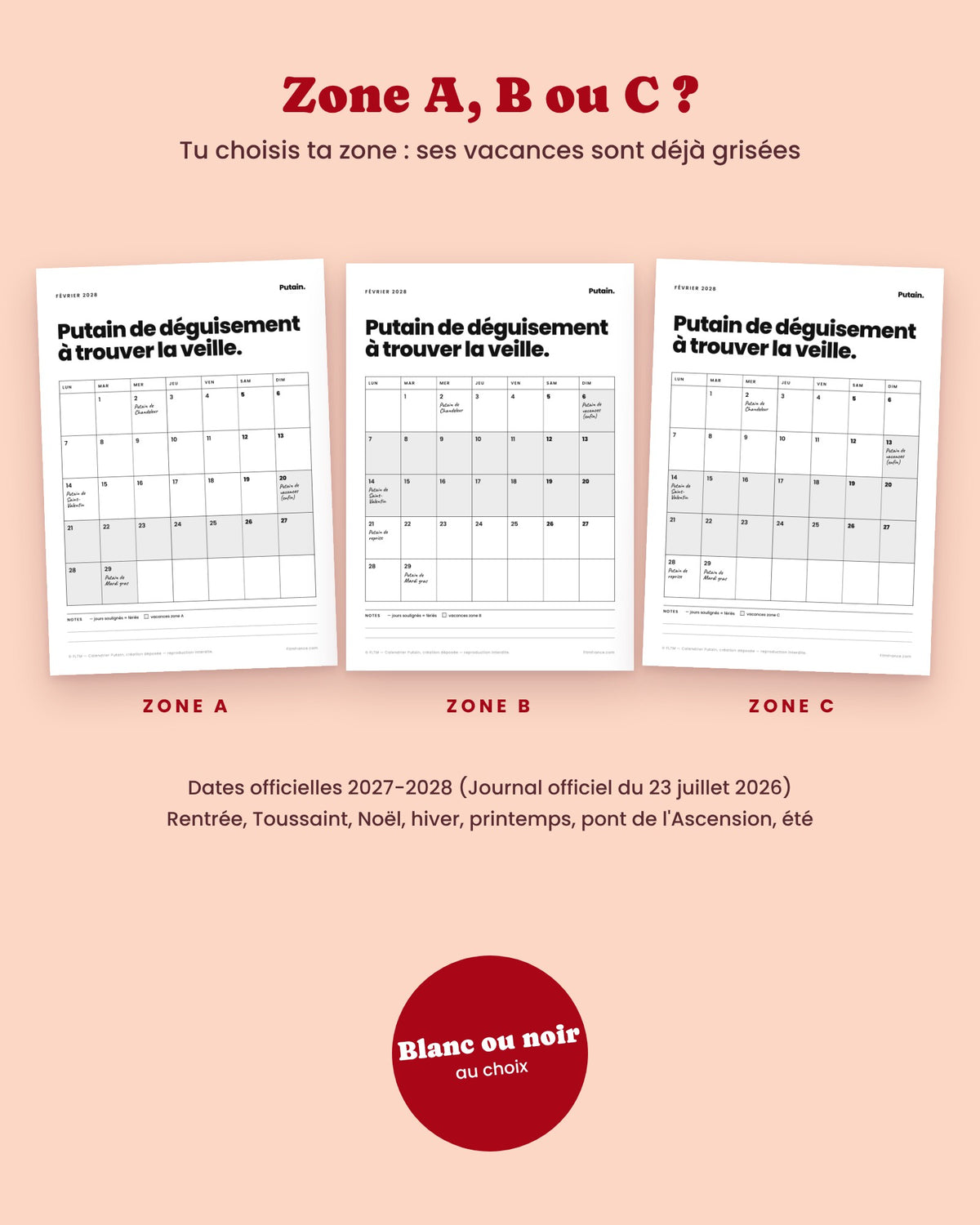 Calendrier scolaire Putain 2027-2028 à imprimer – visuel 2