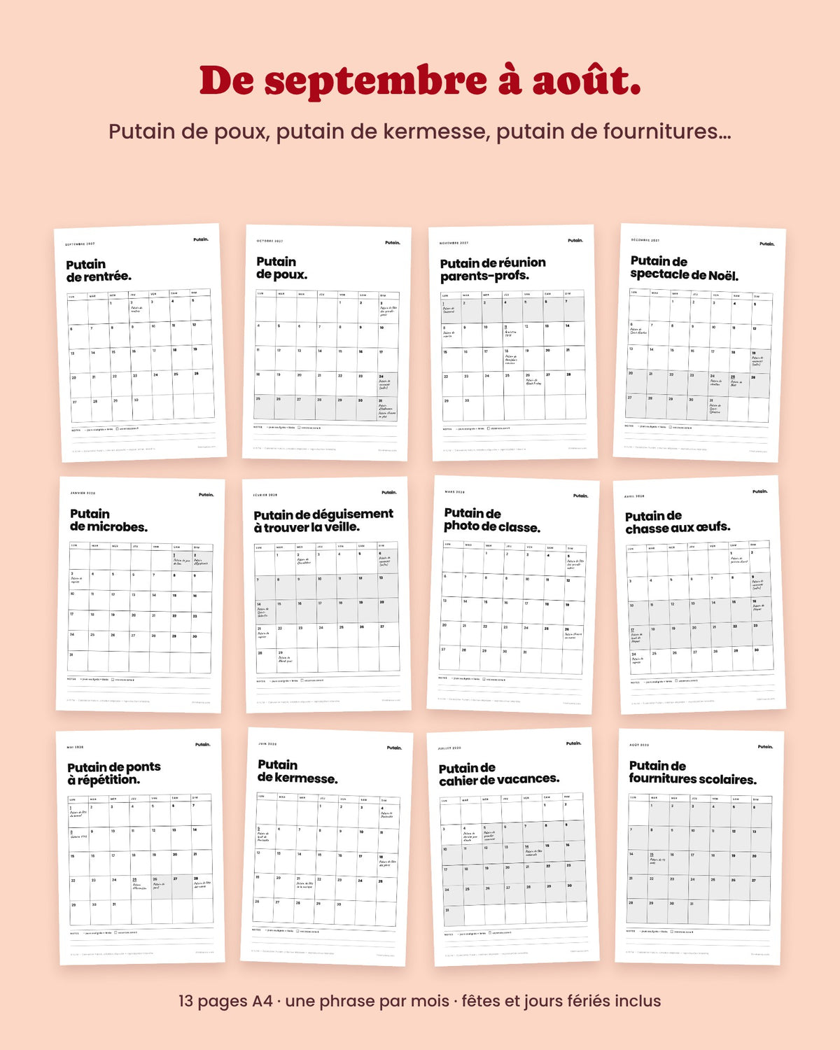 Calendrier scolaire Putain 2027-2028 à imprimer – visuel 4