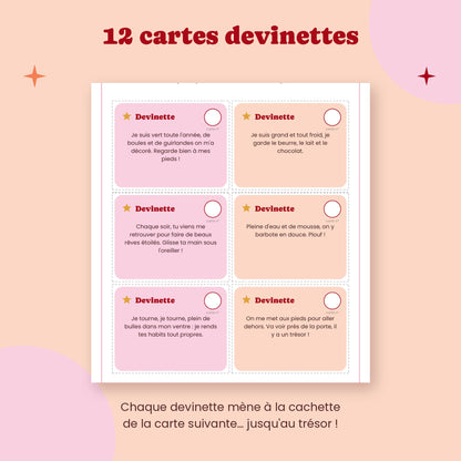 Cartes devinettes de la chasse au trésor de Noël