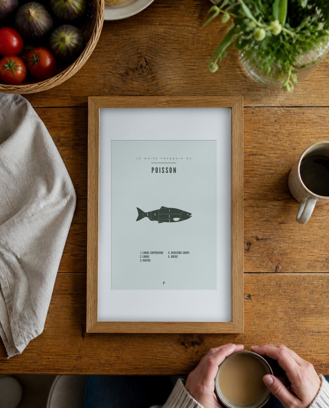Affiche Poisson à imprimer encadrée dans une cuisine