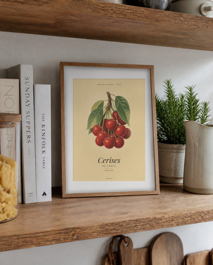 Affiche Cerises de Céret à imprimer encadrée dans une cuisine