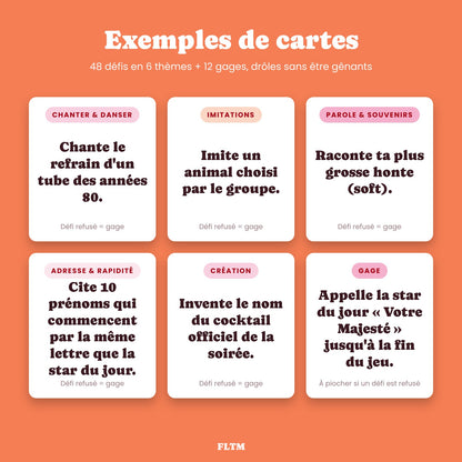 Défis rigolos anniversaire adulte : exemples de cartes