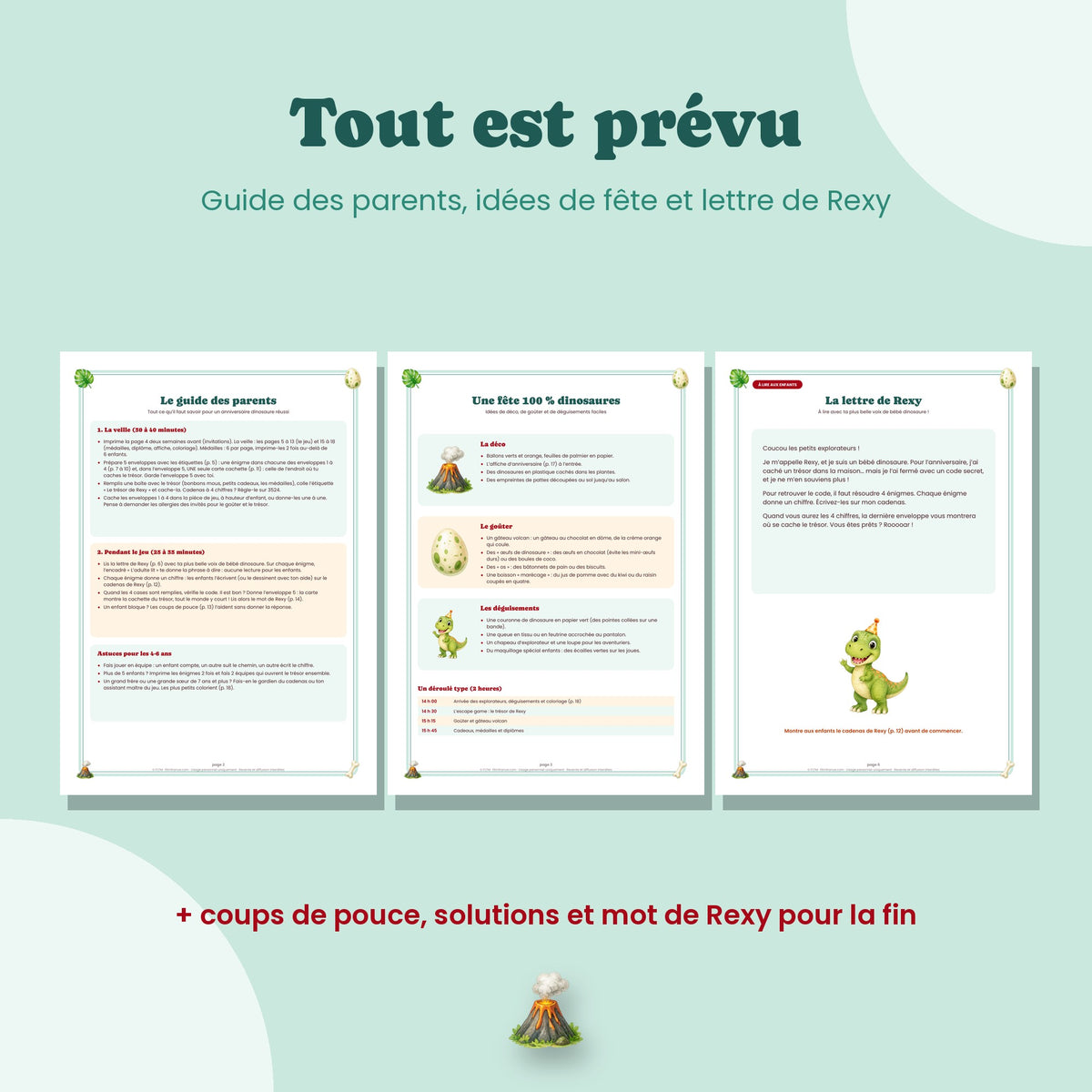 Guide des parents de l'escape game dinosaure