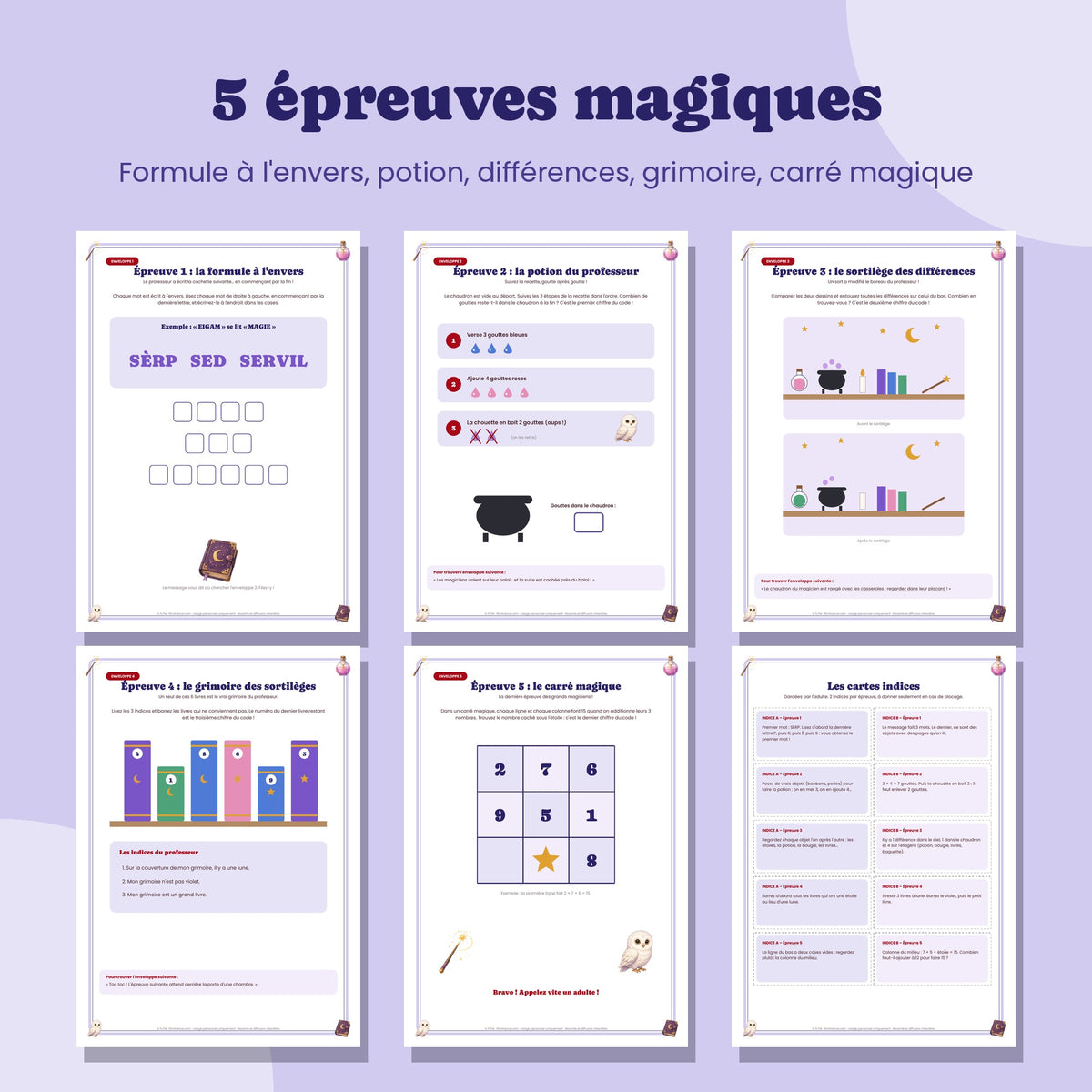 Les 5 épreuves magiques de l'escape game magicien pour enfants