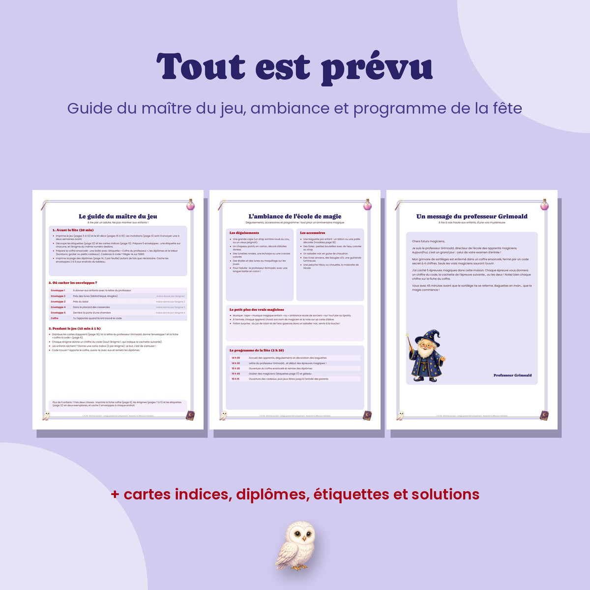 Guide du maître du jeu et programme de la fête magicien