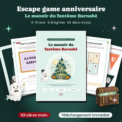Escape game anniversaire maison hantée à imprimer, kit clé en main FLTM