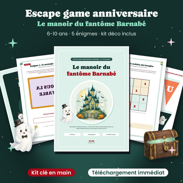 Escape game anniversaire maison hantée à imprimer - Kit clé en main (6-10 ans)
