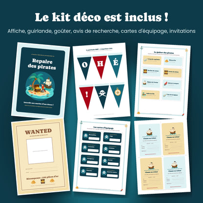 Kit déco anniversaire pirate à imprimer : affiche, guirlande, goûter, avis de recherche