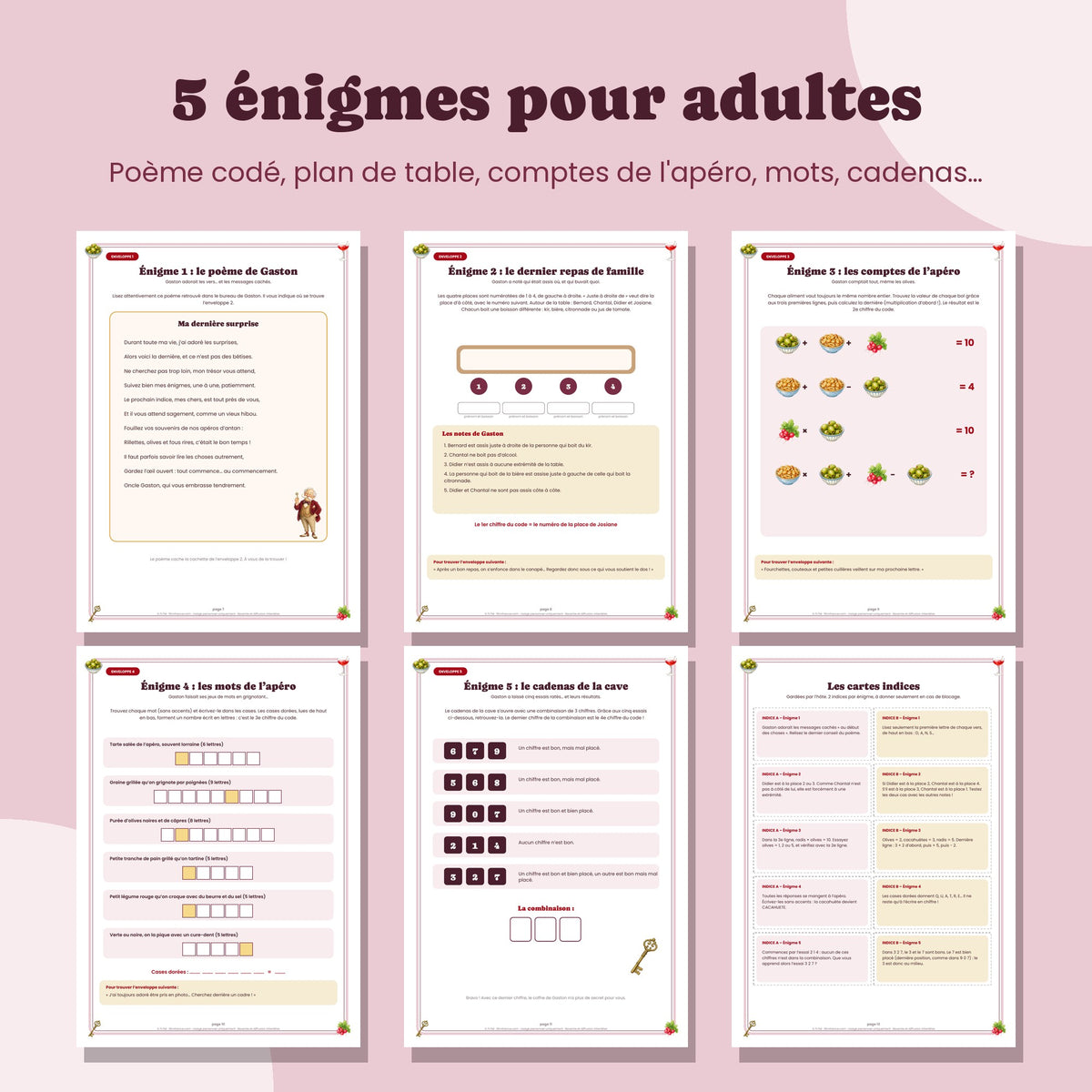 Les 5 énigmes pour adultes de l'escape game apéro