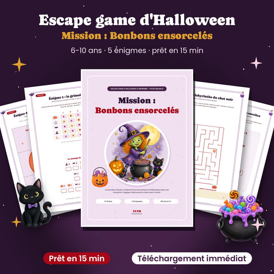 Escape game d'Halloween à imprimer Mission Bonbons ensorcelés FLTM