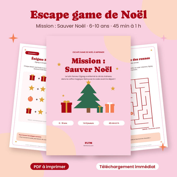 Escape game de Noël à imprimer - Mission Sauver Noël (6-10 ans)