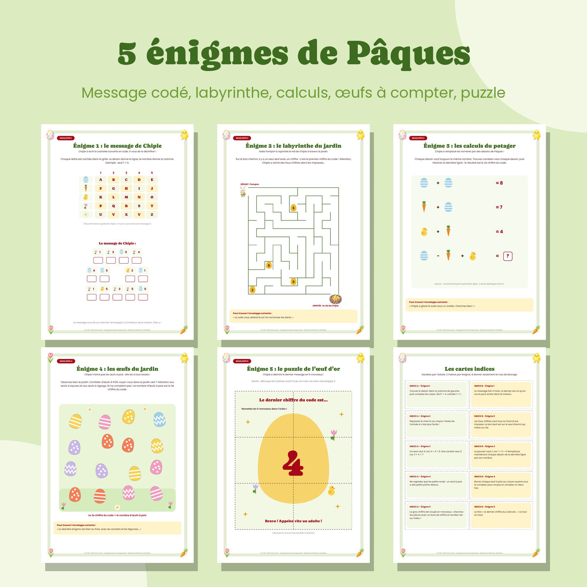 Les 5 énigmes de l'escape game de Pâques pour enfants