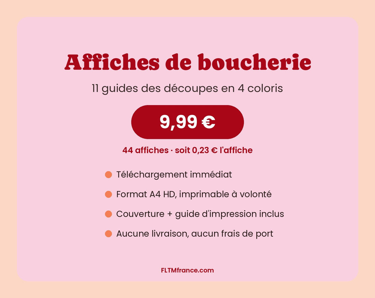 Pack affiches de boucherie : 44 affiches, 9,99 €