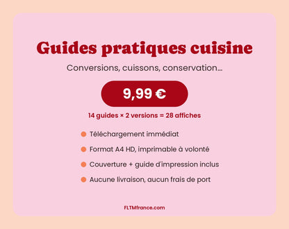 Pack guides pratiques cuisine : 28 affiches, 9,99 €