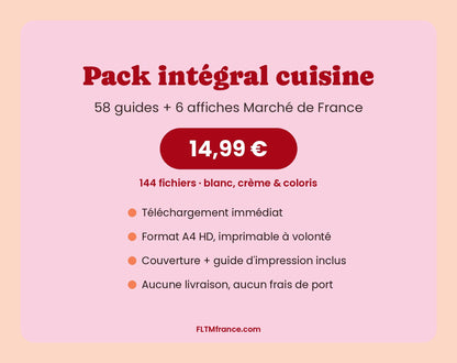 Pack intégral cuisine : 144 affiches à imprimer, 14,99 €