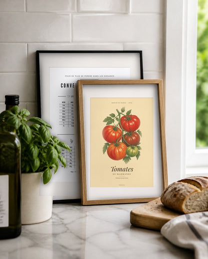 Affiches cuisine FLTM encadrées dans une cuisine