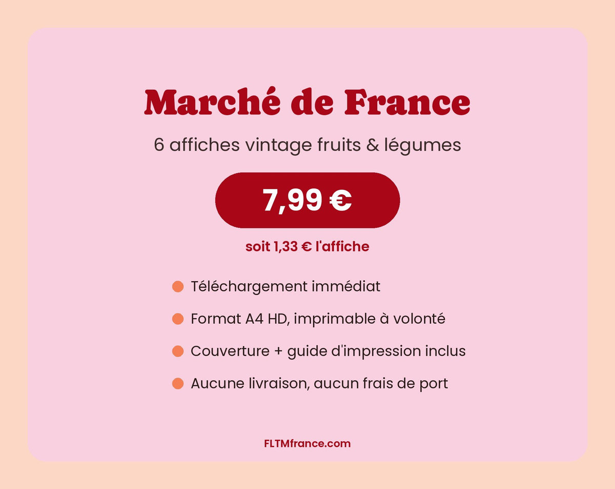 Pack Marché de France : 6 affiches vintage, 7,99 €