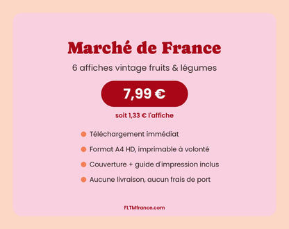 Pack Marché de France : 6 affiches vintage, 7,99 €