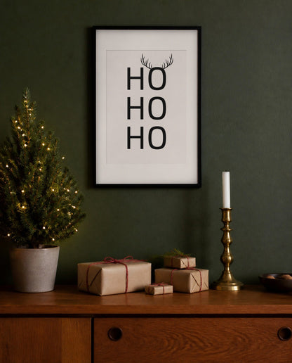 Affiche Ho ho ho sur un mur vert sapin