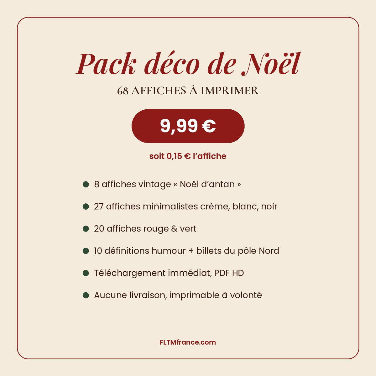 Pack déco de Noël : 68 affiches à imprimer, 9,99 €