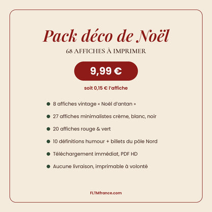 Pack déco de Noël : 68 affiches à imprimer, 9,99 €