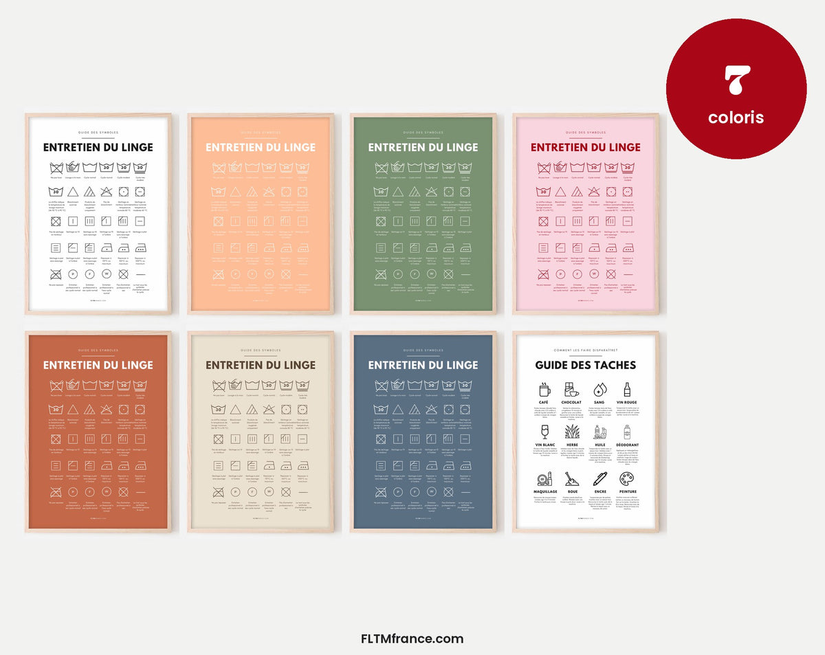 Guides de buanderie en 7 coloris encadrés