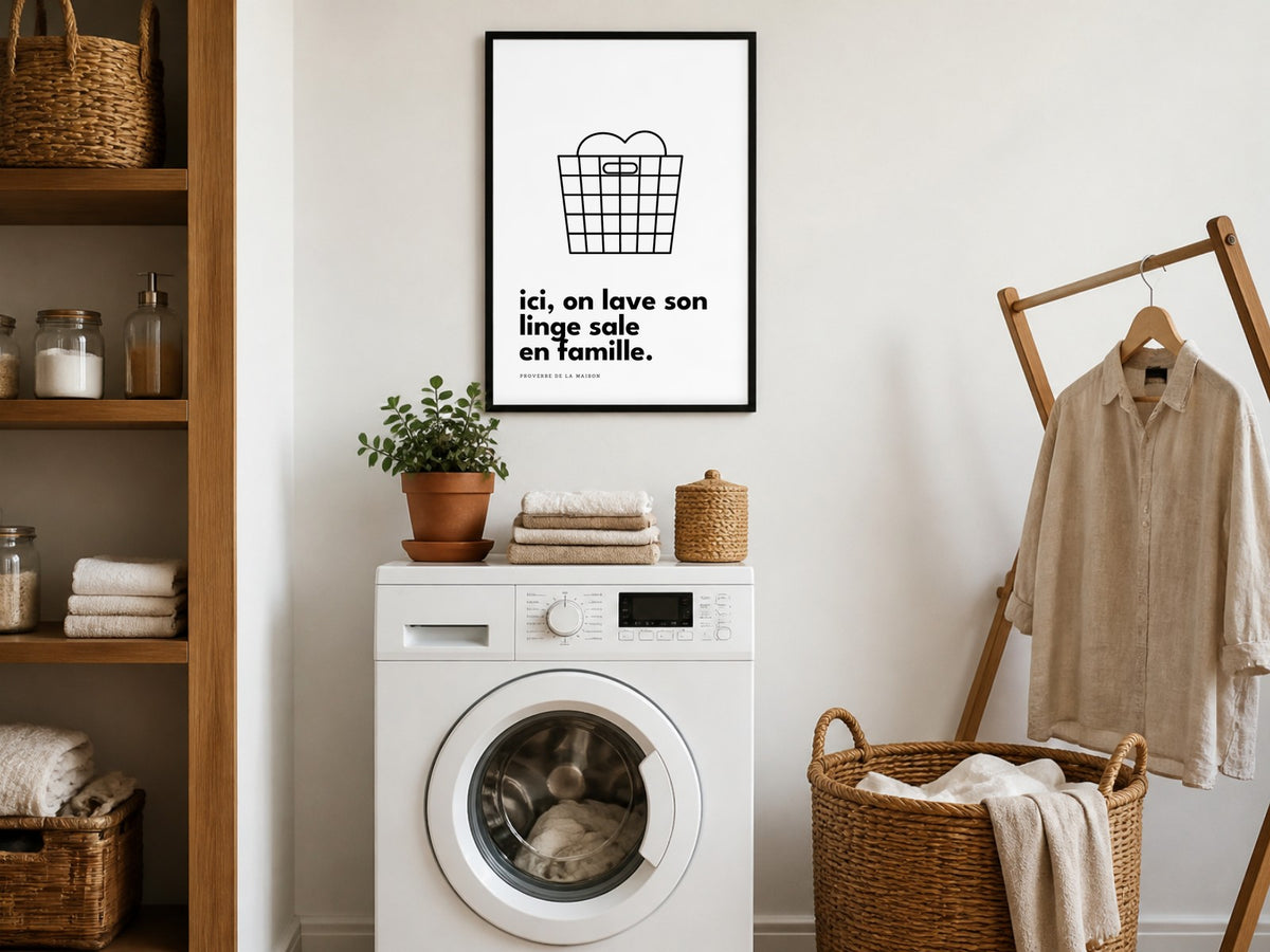 Affiche ici on lave son linge sale en famille