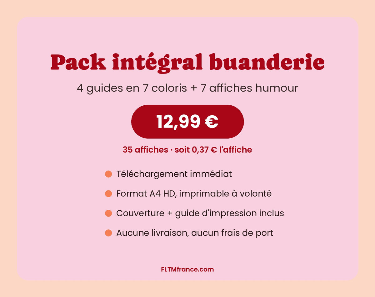 Pack intégral buanderie : 35 affiches à imprimer, 12,99 €