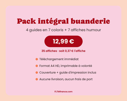 Pack intégral buanderie : 35 affiches à imprimer, 12,99 €