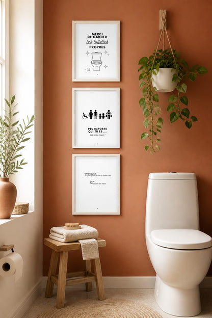 Pack 10 affiches toilettes propres – Consignes WC avec humour