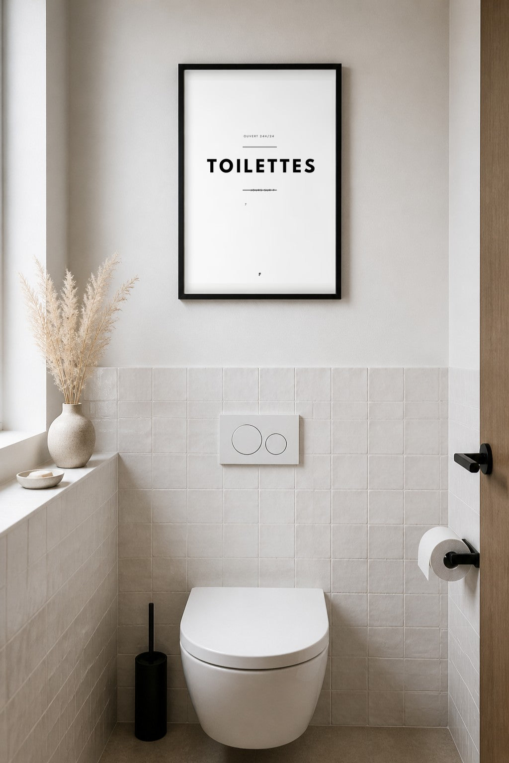 Affiche Toilettes Ouvert 24/7 - Poster humour WC