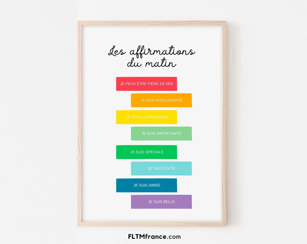 Affiche Les affirmations du matin (fille/garçon) - Poster éducatif Montessori