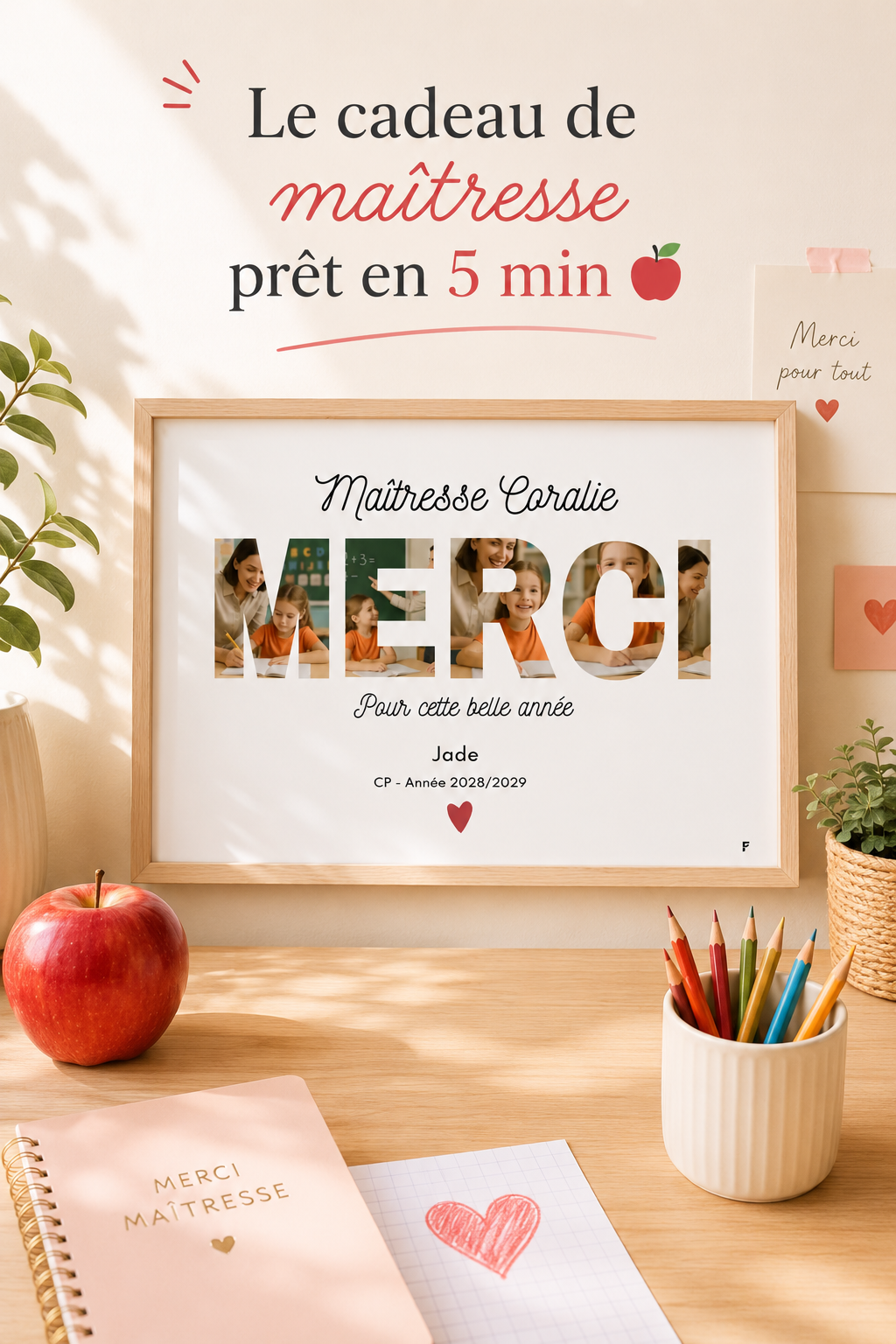 Affiche Merci Maîtresse personnalisée avec photos