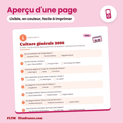 Jeu anniversaire 20 ans : aperçu d'une page