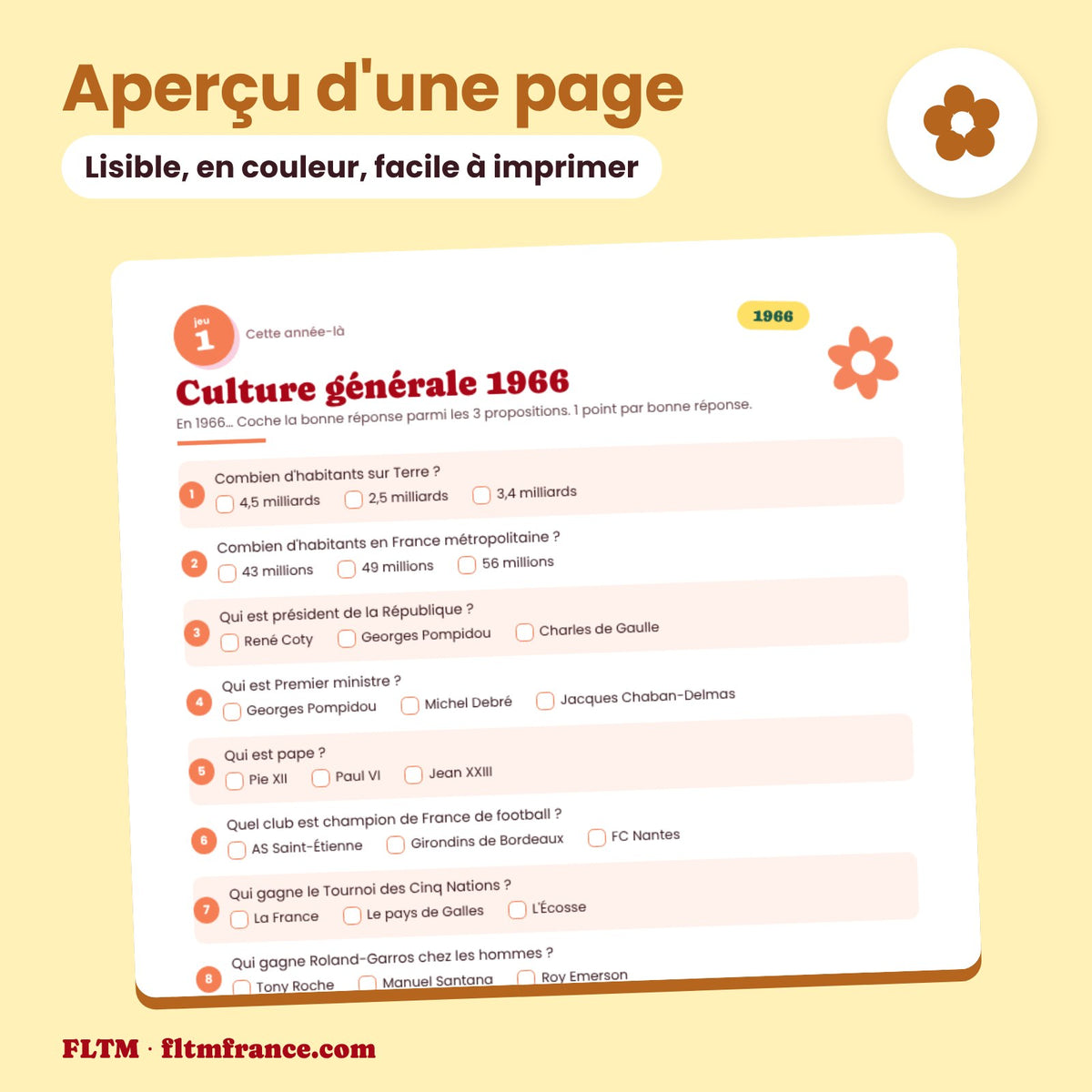 Jeu anniversaire 60 ans : aperçu d'une page