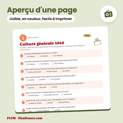Jeu anniversaire 80 ans : aperçu d'une page